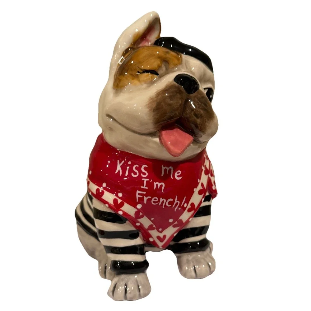 Blue Sky Clayworks Valentine's KISS ME I'M FRENCH Bulldog Figurine 8